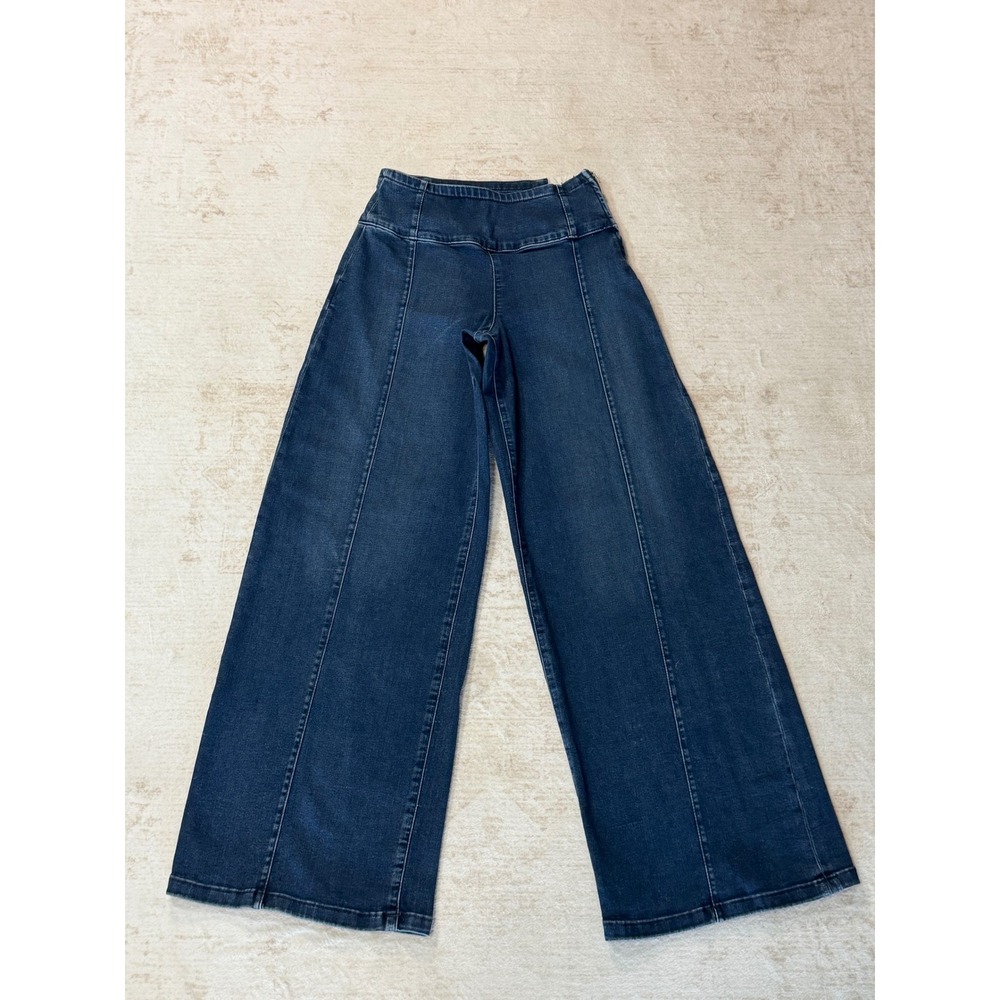 We The Free Free People Spotlight High Rise Wide Leg Jeans Indigo Blue Size 26